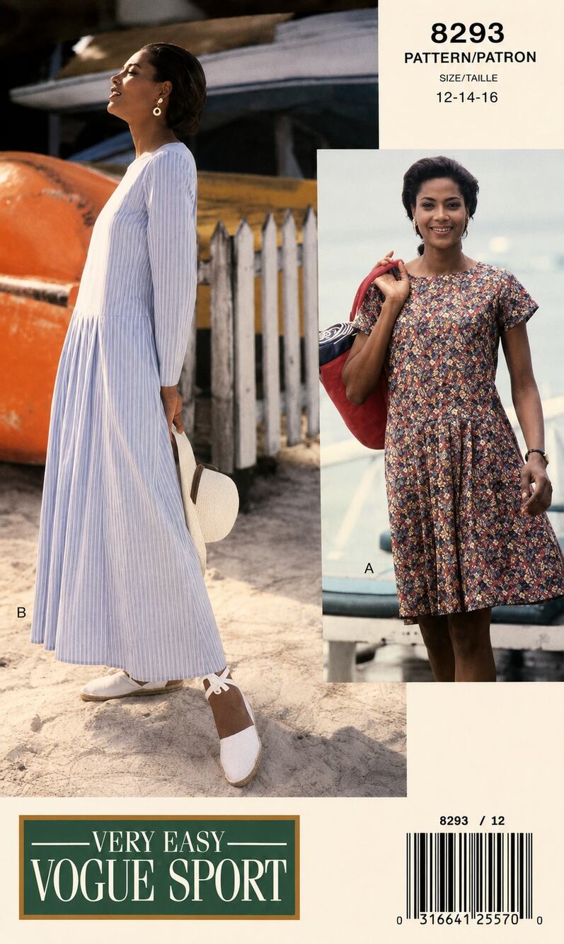 Vintage 1992 Vogue Sport Women's Dress Pattern 8293 Size 12-14-16 FF UC